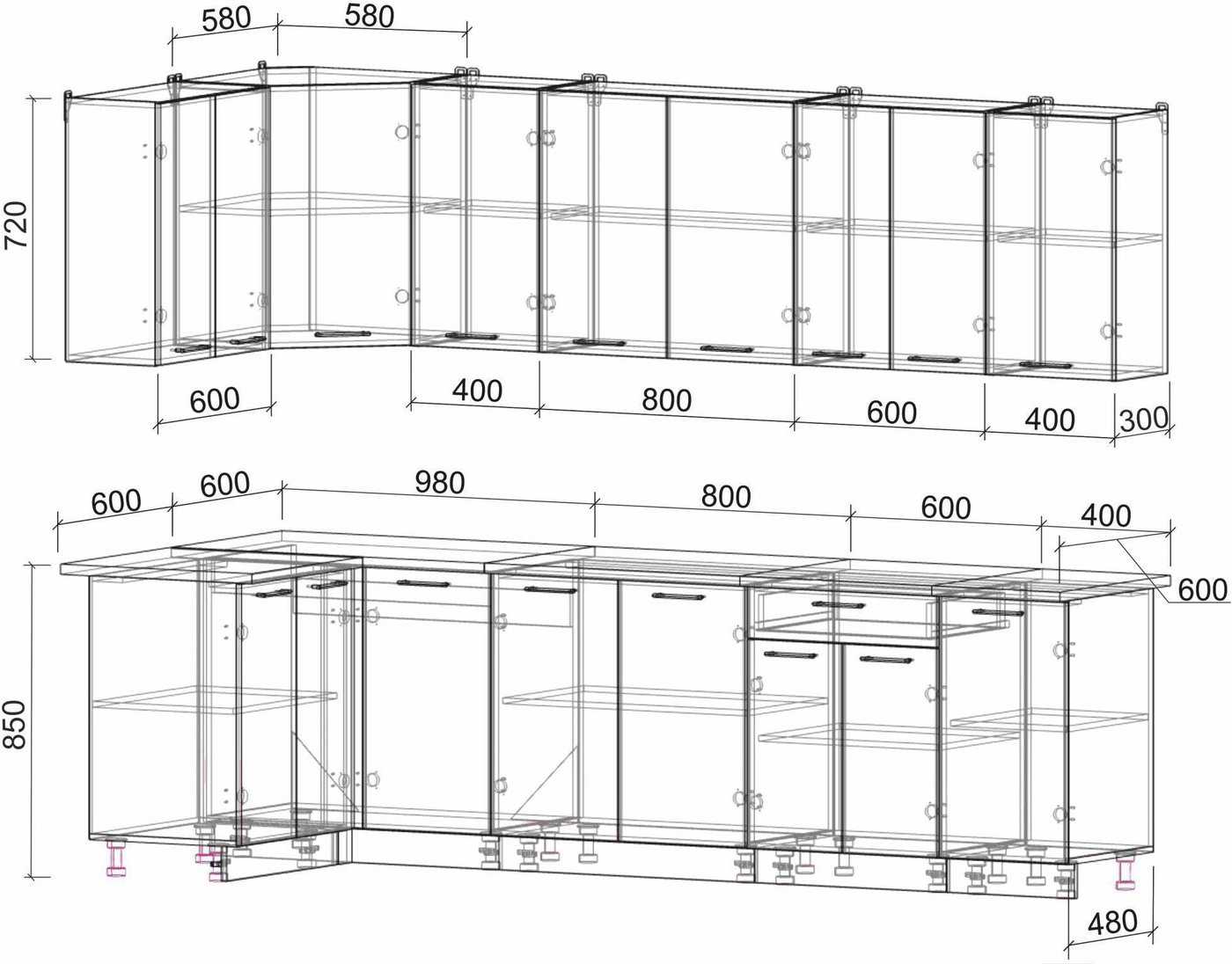 

Готовая кухня Интерлиния Мила Лайт 1.2x2.8 (вудлайн кремовый/антрацит)