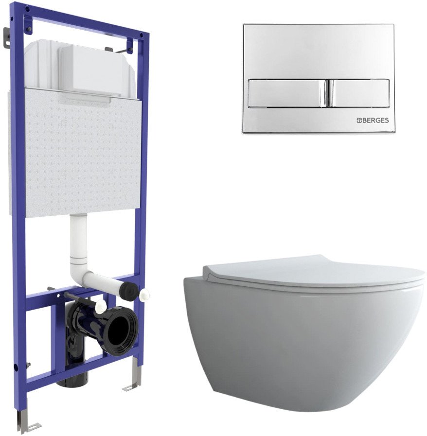 

Унитаз подвесной Berges Wasserhaus Puma Rimless + Toma Slim SO + Novum525 + L3 043272
