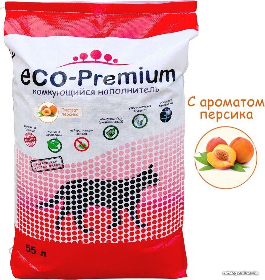 Наполнитель для туалета Eco-Premium с ароматом персика 55 л