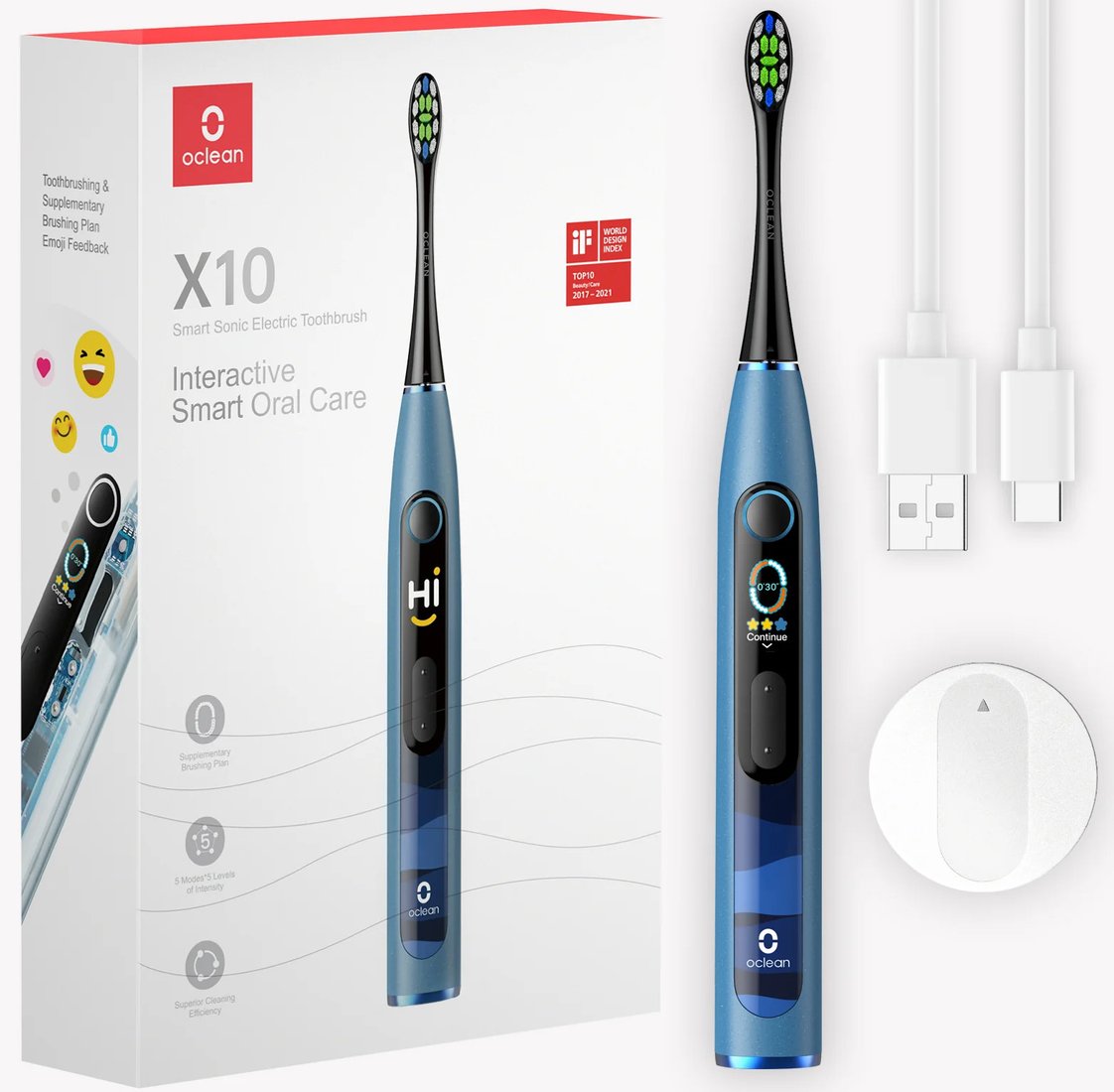 

Электрическая зубная щетка Oclean X10 Smart Electric Toothbrush (синий)