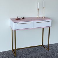 Туалетный столик без зеркала Shtabe Royal 5211 эко (зефир/золото/р.золото)