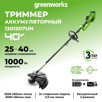 Greenworks GD40BC 1301507UH (с 1-им АКБ)