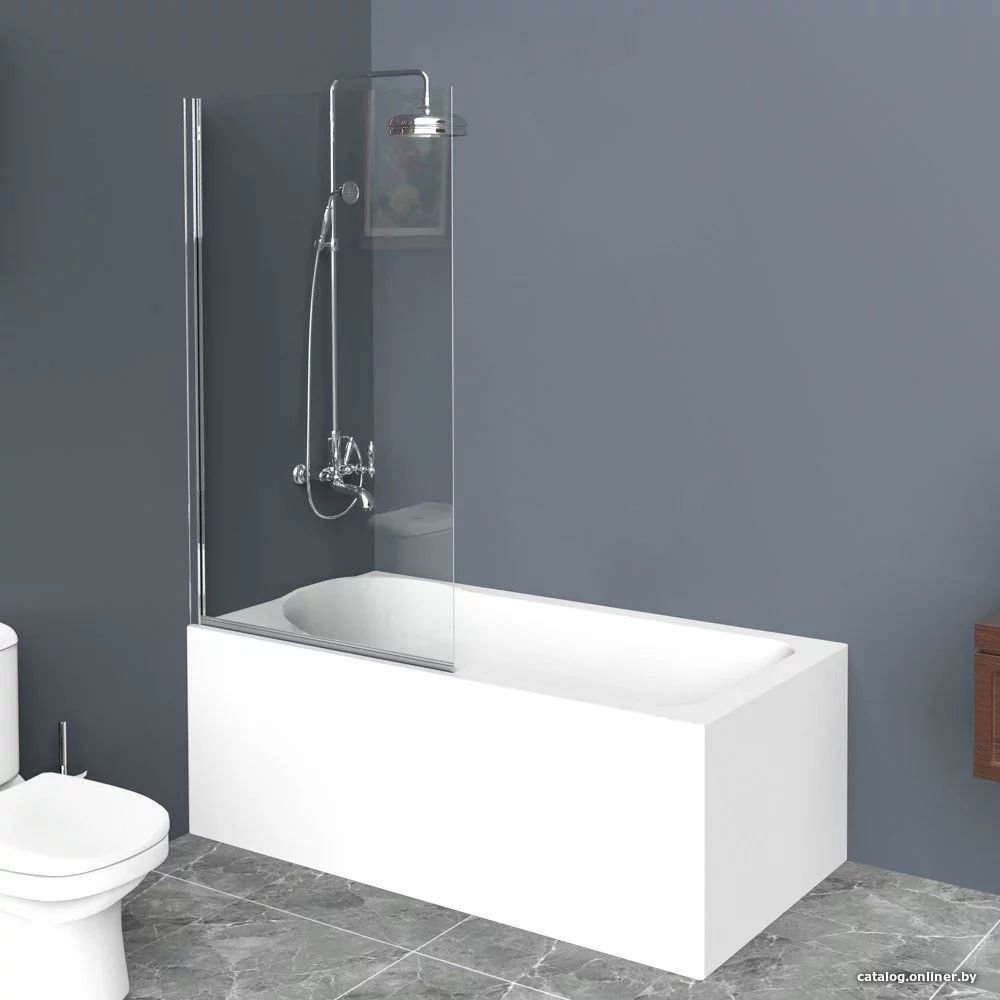 Стеклянная шторка для ванны BelBagno UNO-V-1-80/150-C-Cr