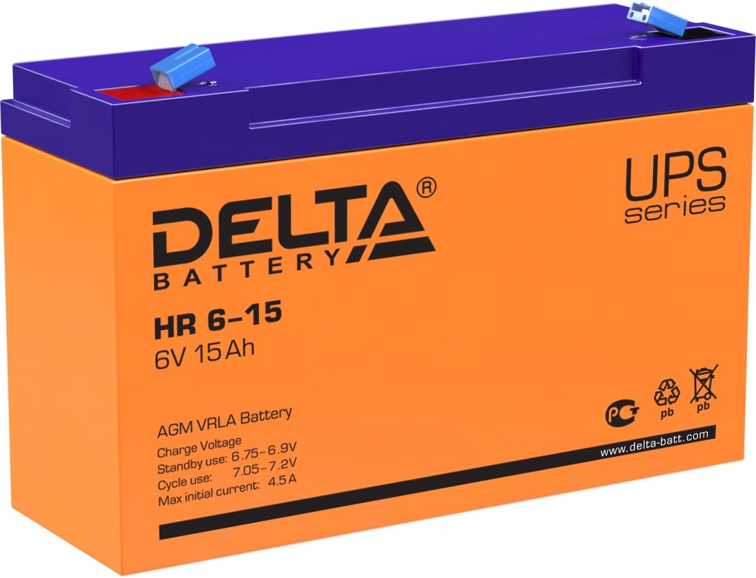 

Аккумулятор для ИБП Delta HR 6-15 (6В/15 А·ч)