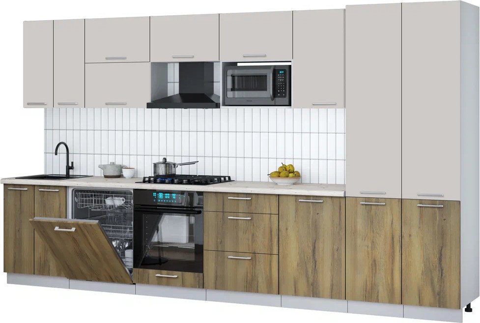 

Готовая кухня Интерлиния Мила Gloss 3.7-ПМ2 (дуб вотан/кашемир/бискайская сосна)