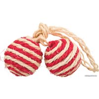 Игрушка для кошек Trixie в виде 2 мячиков с кошачей мятой на веревке, цвета в ассортимент