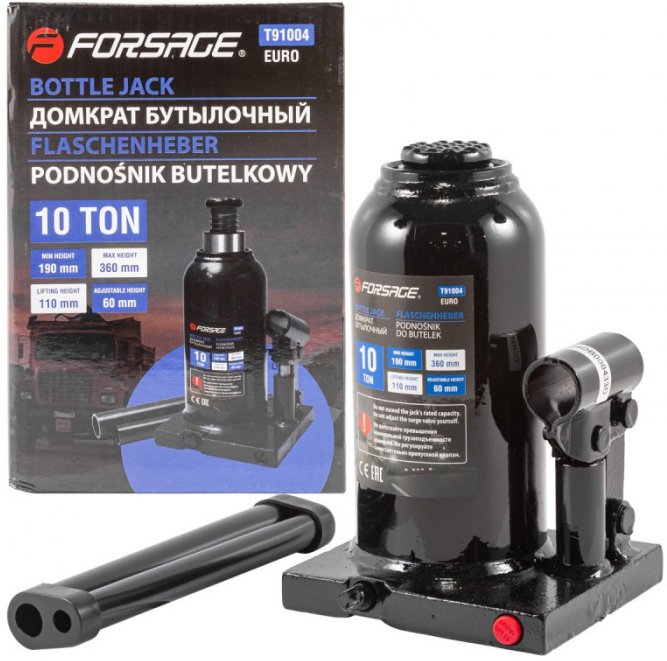 

Бутылочный домкрат FORSAGE F-T91004 (Euro) 10т