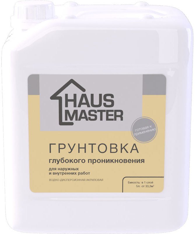 

Водно-диспрессионная грунтовка Haus Master Глубокого проникновения (5 л, бесцветный)