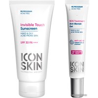 Крем солнцезащитный Icon Skin Invisible Touch SPF 30 Для проблемной кожи+Гель SOS против воспалений (50мл+20мл)