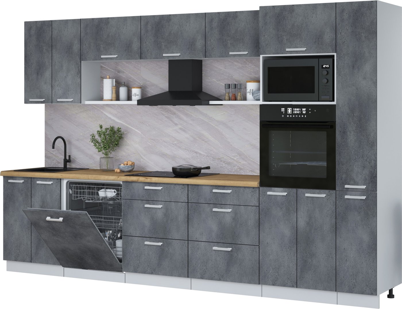 

Готовая кухня Интерлиния Мила Лайт 3.3-ПМ1 (бетон портленд/бетон портленд/дуб бунратти)