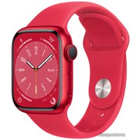 Умные часы Apple Watch Series 8 41 мм (алюминиевый корпус, красный/красный, спортивный силиконовый ремешок S/M)