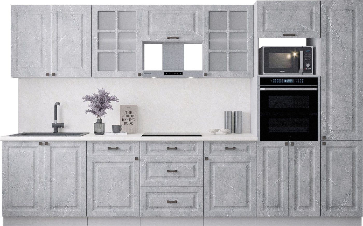 

Готовая кухня Интерлиния Мила Деко 3.4 (керамика/керамика/опал светлый)