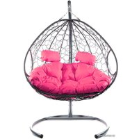 Подвесное кресло M-Group Для двоих 11450308 (серый ротанг/розовая подушка)