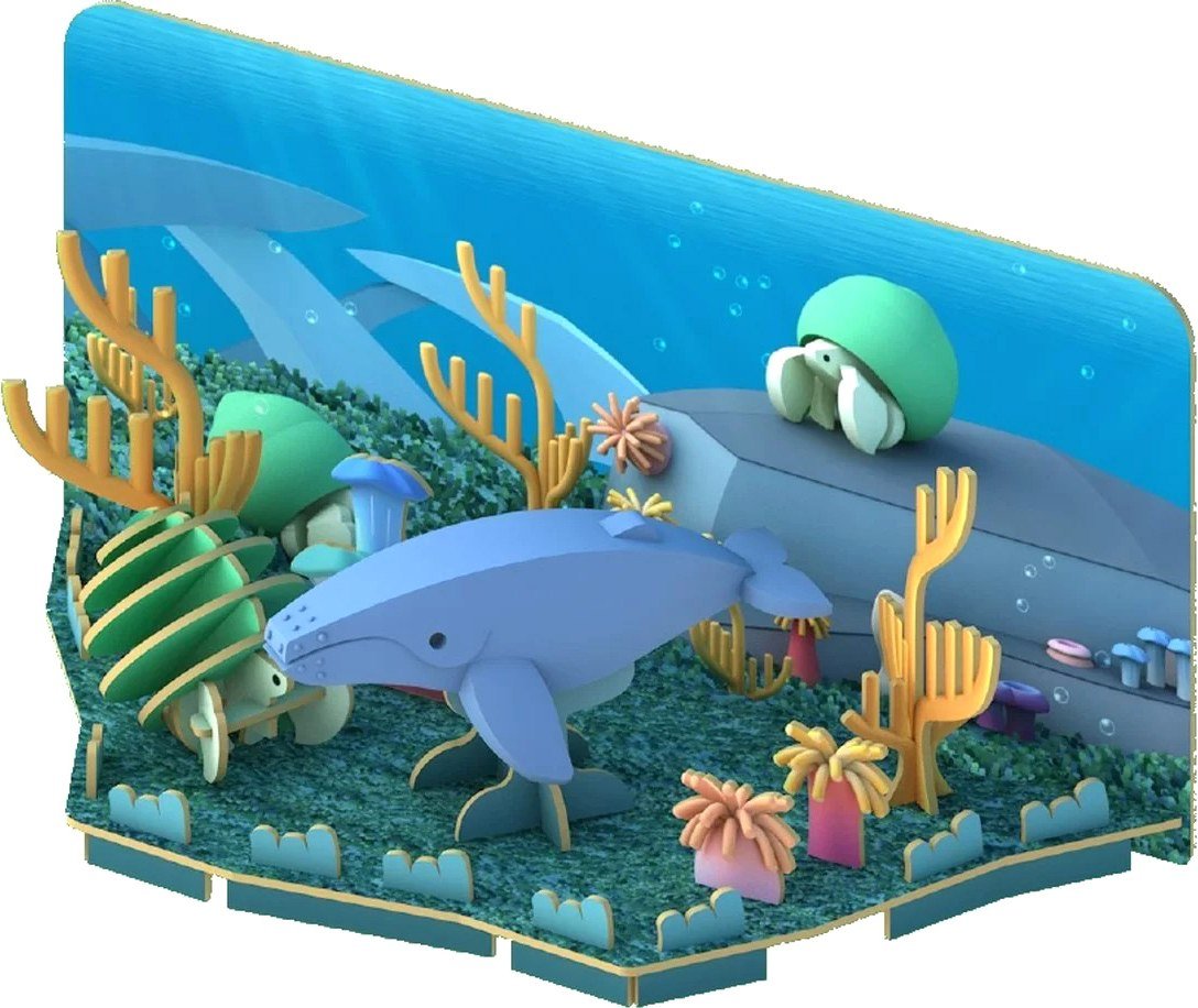 

Магнитный конструктор Halftoys Ocean Горбатый кит с диорамой HO004