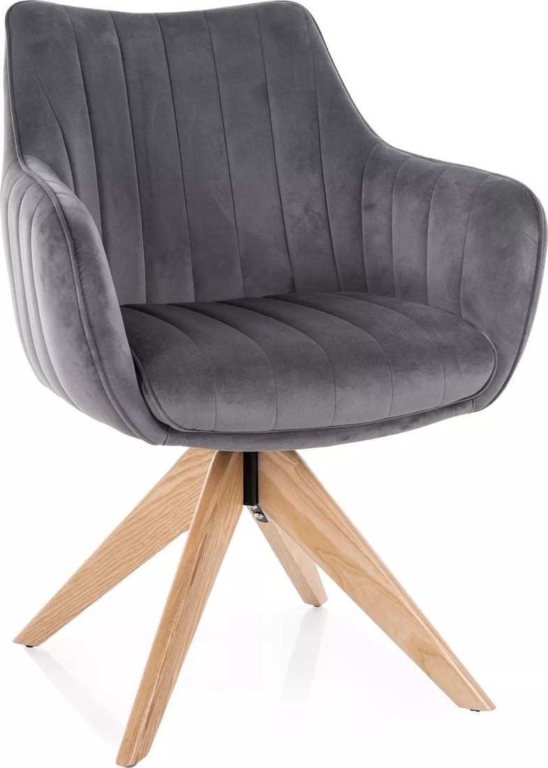 

Стул с подлокотниками Signal Azalia D Velvet Bluvel 14 (серый/дуб)