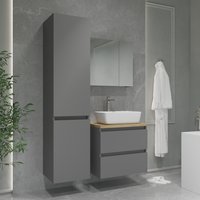  Lauter Шкаф-пенал для ванной Mia 40 с корзиной для белья (навесной, графит)