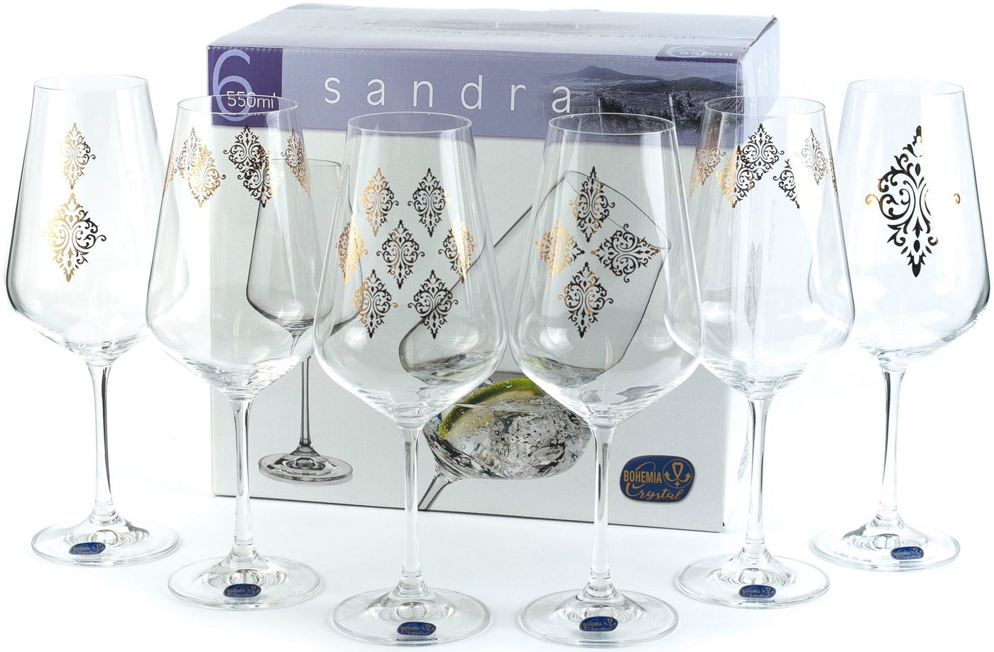 

Набор бокалов для воды и напитков Bohemia Crystal Sandra 40728/S1387/550