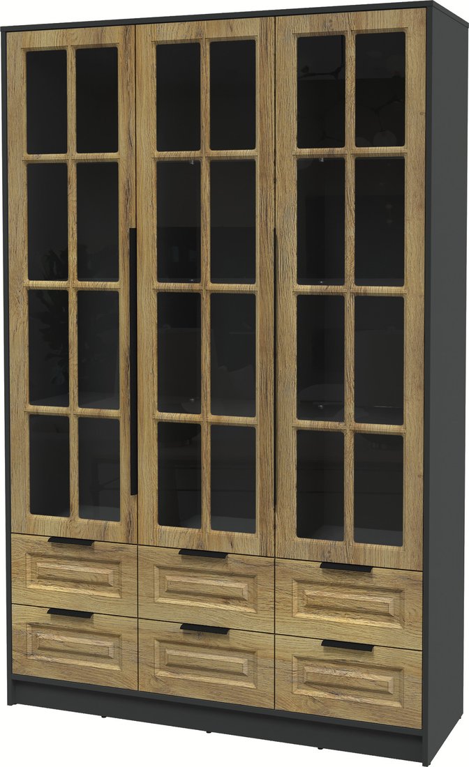 

Шкаф-витрина Интерлиния Концепт КТ-ШВ3 Деко (антрацит/дуб вотан)