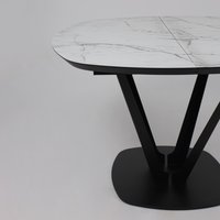 Кухонный стол Listvig Merlin 110-150х75 (МДФ+HPL-пластик белый Monte Belo/черный)