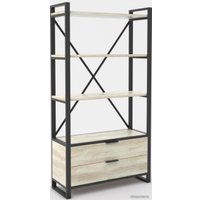 Стеллаж Hype Mebel Стандарт Люкс 80x200 (черный/древесина белая)