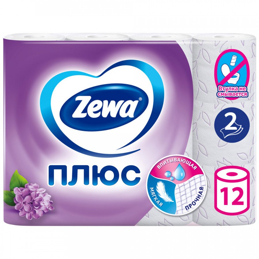 

Туалетная бумага Zewa Плюс Сирень 2 слоя (12 рулонов)