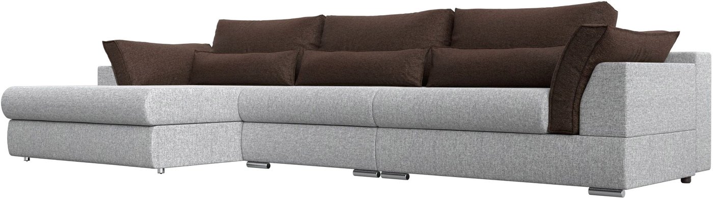 

Угловой диван Лига диванов Пекин Long левый 118181L (рогожка, серый/коричневый)