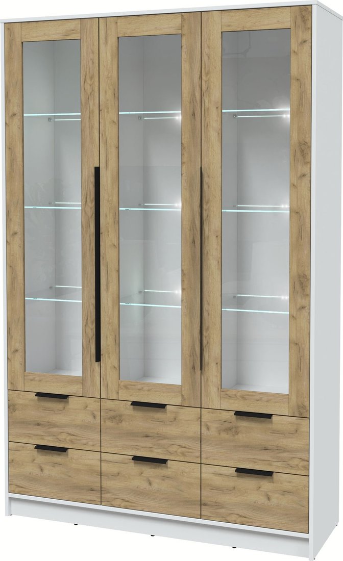 

Шкаф-витрина Интерлиния Концепт КТ-ШВ3 с подсветкой (дуб золотой/белый платинум)