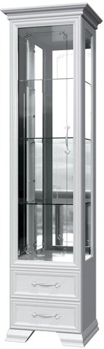 Шкаф-витрина Bravo Мебель Грация 1 дверь 3 стекла (полки стекло/белый/белый)