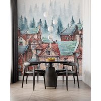 Фотообои ФабрикаФресок Акварельные Домики для детей 122265 (200x265)