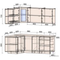 Готовая кухня Интерлиния Мила Матте 1.5x2.0 А левая (слоновая кость/пепел/травертин серый)