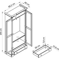 Шкаф распашной Диприз Асти 2 дв.1 ящ. Д.7317-1 (дуб/белый воск/дуб масло) в Солигорске