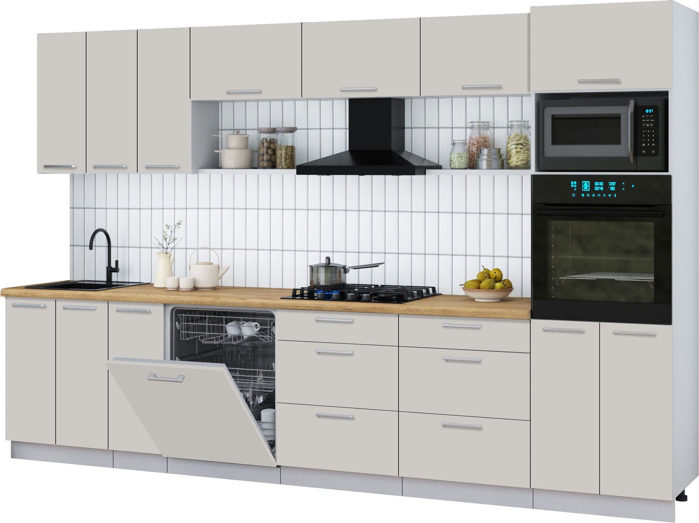 

Готовая кухня Интерлиния Мила Gloss 3.3-ПМ1-2 (кашемир/кашемир/дуб бунратти)