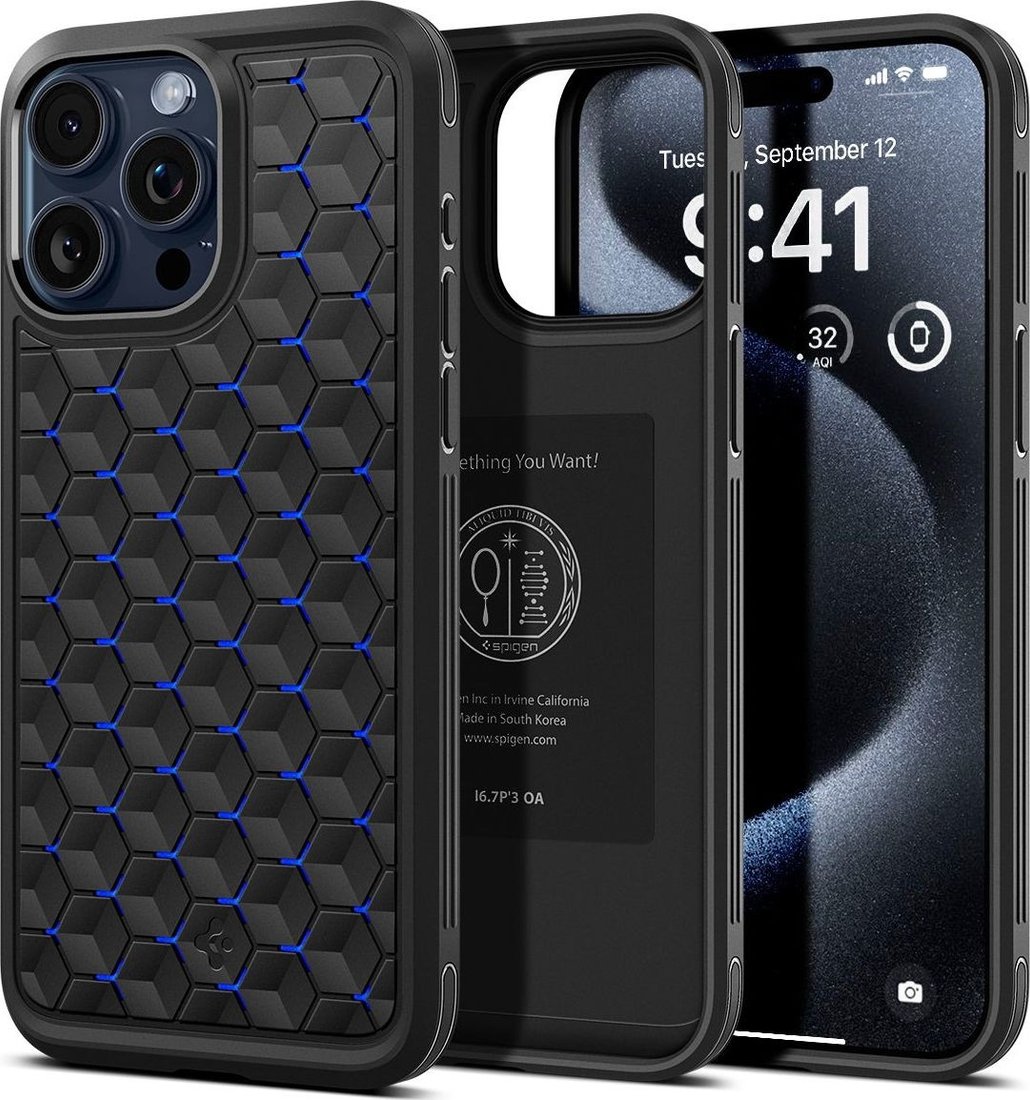 

Чехол для телефона Spigen Cryo Armor для iPhone 15 Pro Max ACS06603 (черный/синий)
