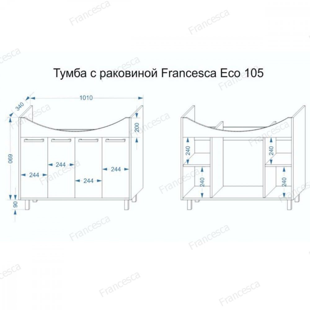 

Francesca Тумба с умывальником Eco 105 M-1001253 (белый)