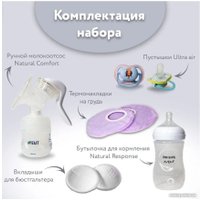 Ручной молокоотсос Philips Avent Natural Comfort с бутылочкой для кормления SCD255/05