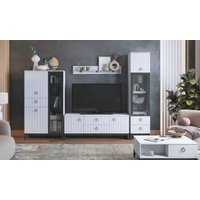 Тумба MLK Шарлиз с 2 дв. и 2 ящ. (белое сияние/белый снег)