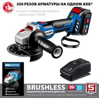 Угловая шлифмашина Зубр Профессионал AB-125-41 (с 1-м АКБ, сумка)