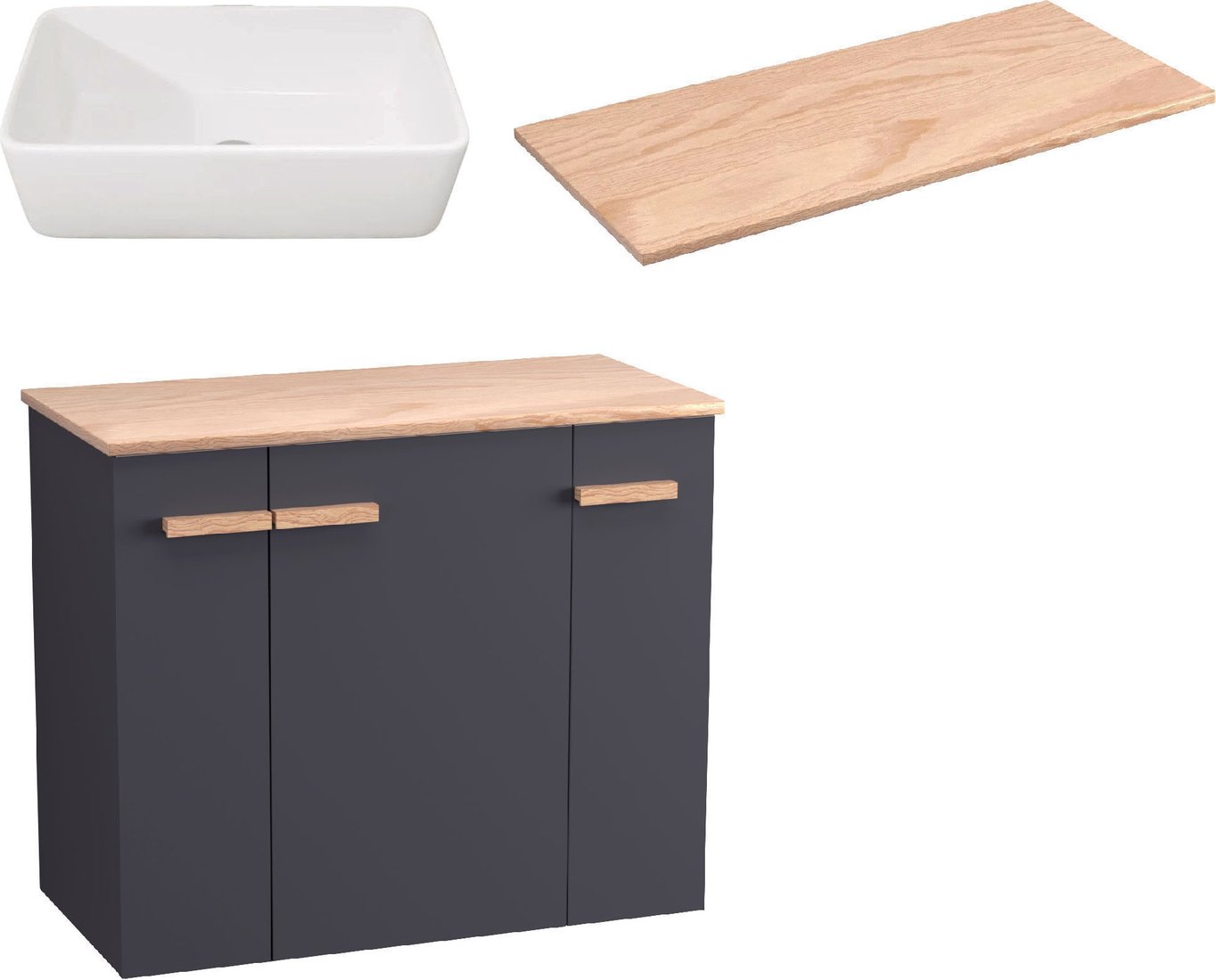 

Lauter Комплект мебели для ванной Adri тумба, столешница, раковина 21674A (79 см, антрацит)