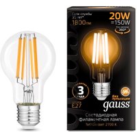 Светодиодная лампочка Gauss Filament А60 20W 1800lm 2700К Е27 102902120