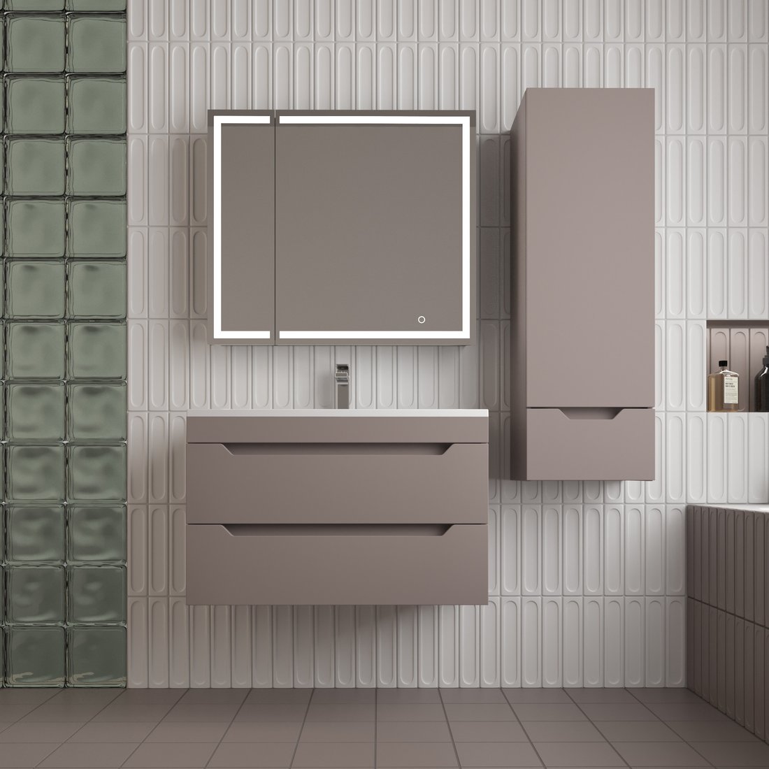 

Symbolite Тумба под умывальник Остин 80 Plus 2 ящика (подвесная, тауп темный)