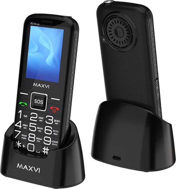 Кнопочный телефон Maxvi B21ds Up (черный)
