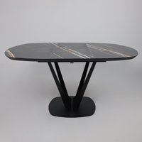 Кухонный стол Listvig Merlin 110-150х75 (МДФ+HPL-пластик черный Sahara Noir/черный)