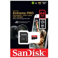 Карта памяти SanDisk Extreme PRO SDSQXCY-064G-GN6MA microSDXC 64GB (с адаптером)