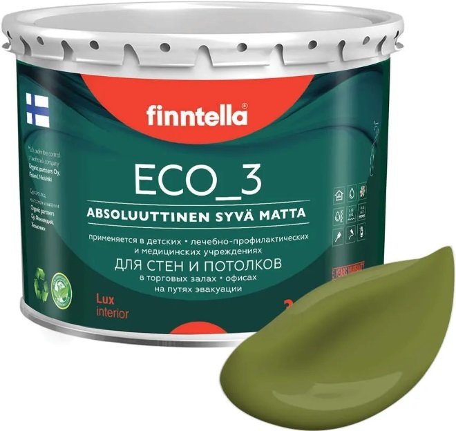 

Краска Finntella Eco 3 Wash and Clean Ruoho F-08-1-3-LG71 2.7 л (зеленый)