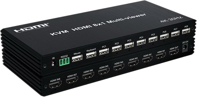 

KVM переключатель USBTOP 8-ми портовый HDMI 4K USB с функцией делителя экрана
