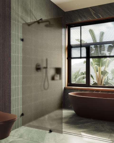 Душевая стенка MaybahGlass 79x195 MGD-265-6 (бронзовое матовое стекло/черный)