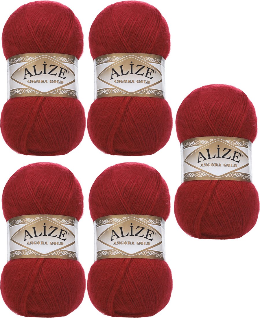 

Набор пряжи для вязания Alize Angora Gold 106 (550 м, красный, 5 мотков)