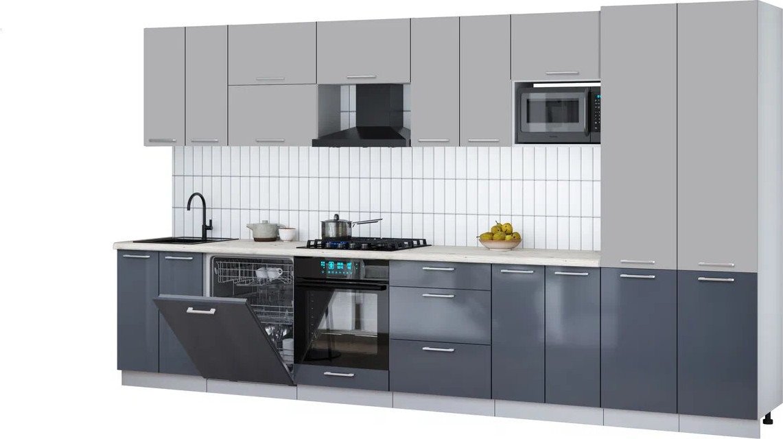 

Готовая кухня Интерлиния Мила Gloss 3.8-ПМ2 (асфальт глянец/грей/бискайская сосна)