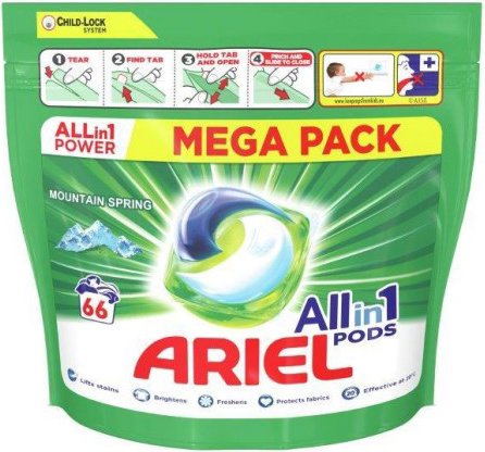 

Капсулы для стирки Ariel Все в 1 Pods Горный родник (66 шт)