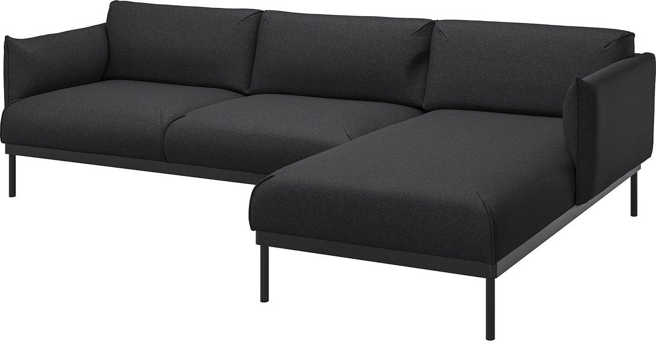 Угловой диван Ikea Applaryd Gunnared черный/серый s19528167